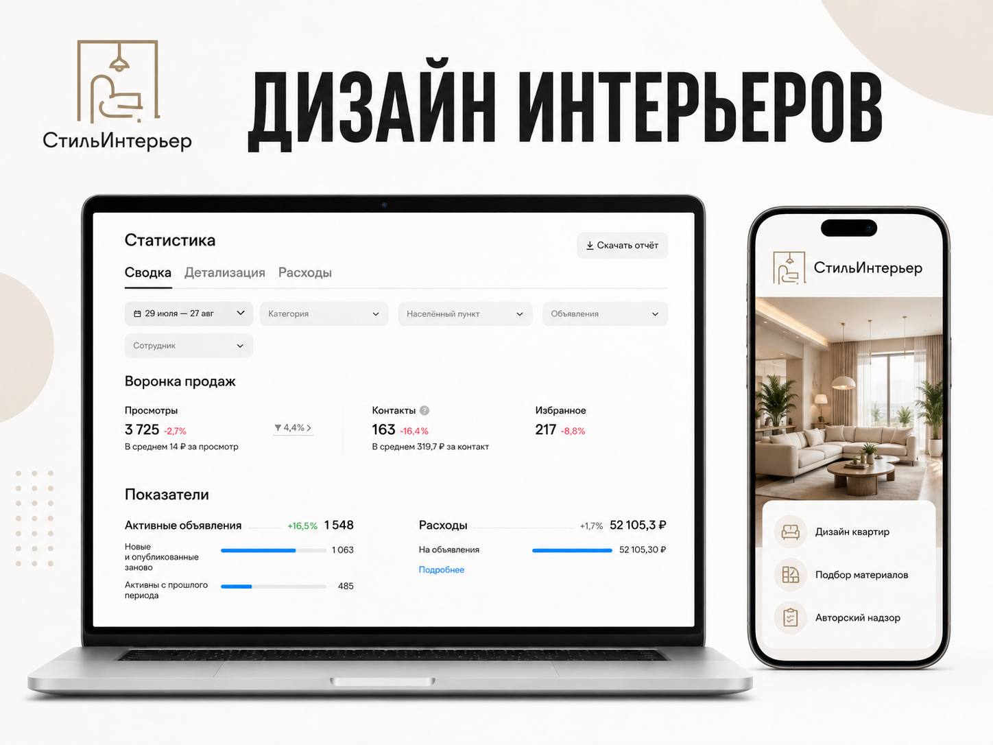 Статистика Авито: дизайн интерьеров