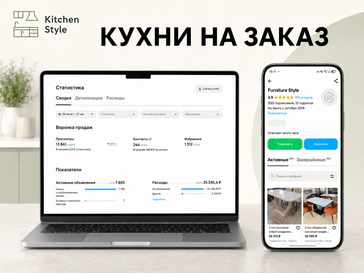 Статистика Авито: кухни на заказ