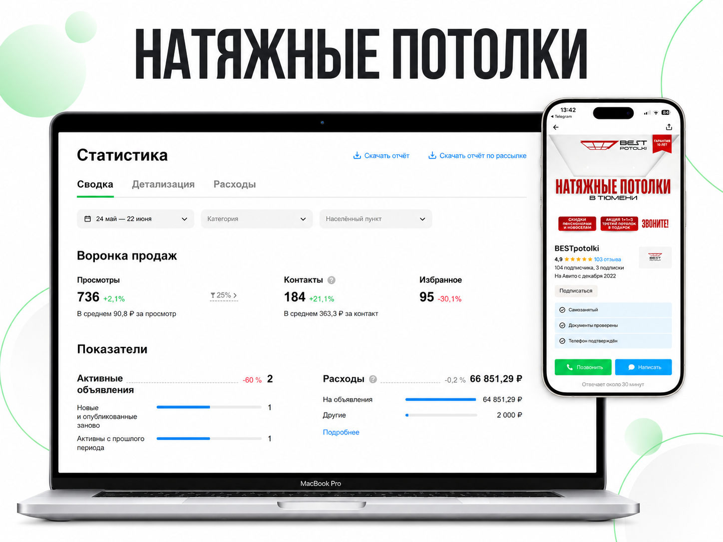 Статистика Авито: натяжные потолки